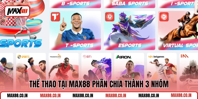Thể Thao MAX88 1 Thể thao tại MAX88 phân chia thành 3 nhóm